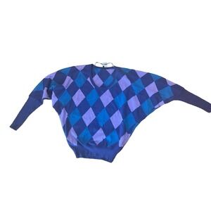 United Colors Of Benetton Blue and Purple Argyle Sweater